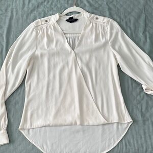 White House Black Market Cream Wrap Blouse